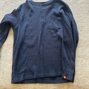 Blue Long Sleeve Henley Tee Relaxed Fit